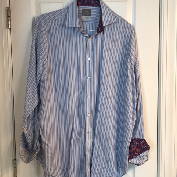 Blue and purple striped shirt. - Picture 1 of 3